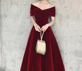Burgund Evening Dress Women Long Sleeve Dress Elegant Party Maxi Dress