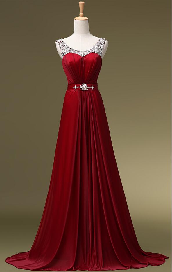 Handmade Red Prom Dress, Discount Prom Dress,custom Prom Dress,beaded Prom Dress,chiffon Prom Dress,long Prom Dress,dress For Prom