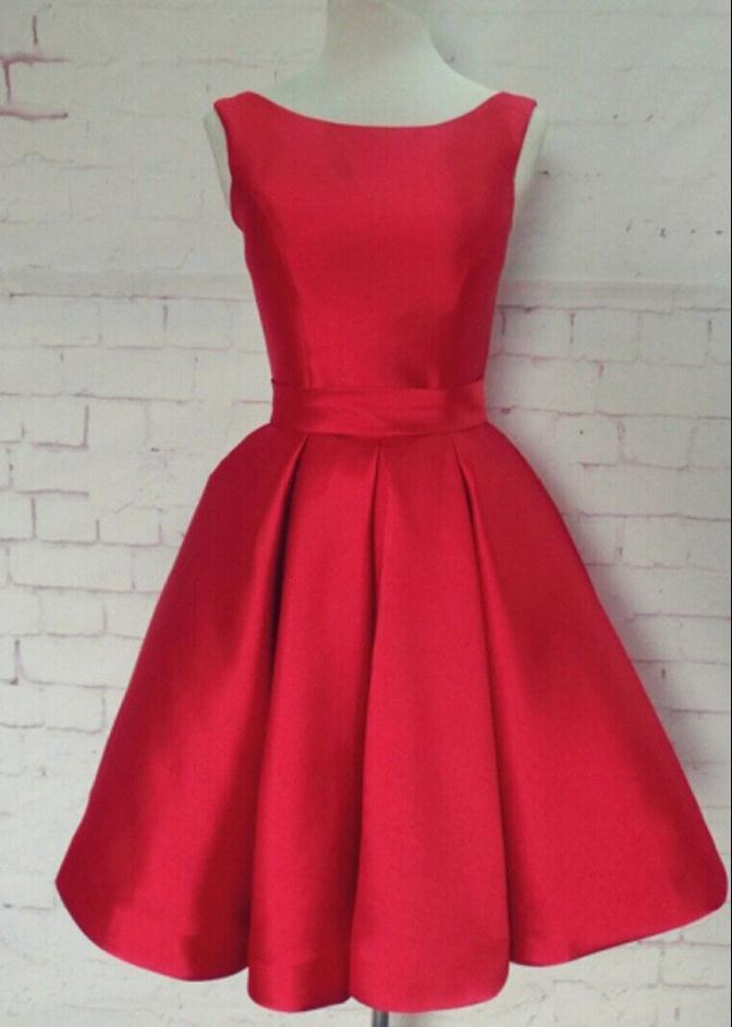 Scoop Red Homecoming Dress With Ribbon, A-line Short Prom Dress, Red Homecoming Dress, Short Homecoimg Dress, Party Dress, Red Dress, Evening