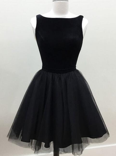 Sexy Black Tulle Homecoming Dress,cute Bateau Short Prom Dress,sleeveless Graduation Dress