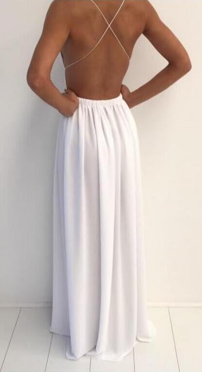 spaghetti strap white gown