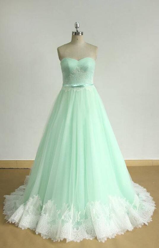 Sweetheart A Line Prom Dress,tulle Prom Dress,mint Green Prom Dress,maxi Prom Dress, Party Dress