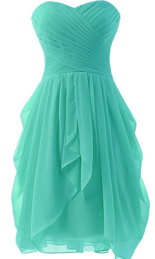 A Line Sweetheart Ruffles Short Bridesmaid Dresses ,front High Low Bridesmaid Dress, Wedding Bridesmaid Gowns,short Prom Dresses,homecoming