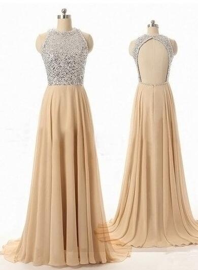 Sequin Backless Prom Dress, Beaded Prom Dress,chiffon Prom Dresses,evening Formal Dress,women Dress