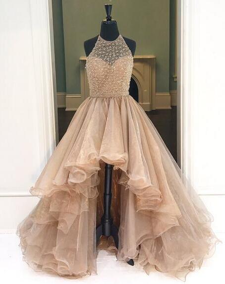 Sexy High-low Beading Prom Dress, Long Prom Dresses,charming Ball Gown Prom Dresses,evening Dress,women Formal Dress