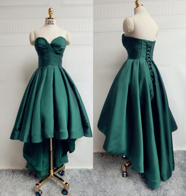 Sexy Long High Low Prom Dress,homecoming Dress,evening Dress,green Sweetheart A Line Prom Gowns