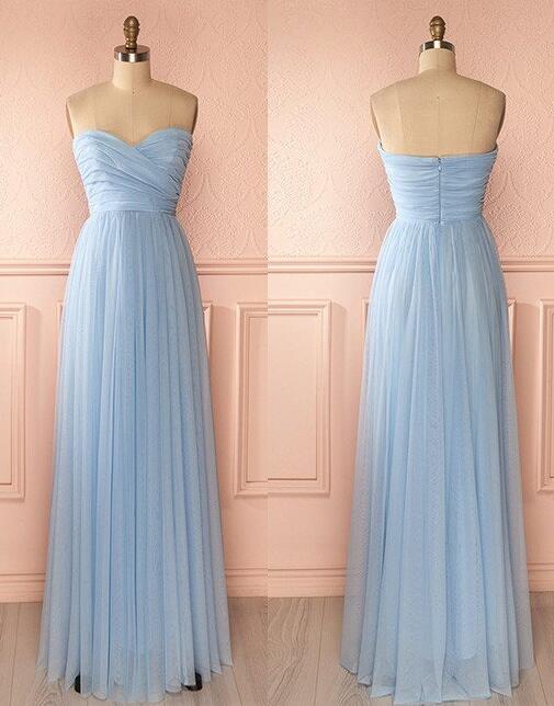 Ligh Blue Floor Length Prom Dresses,elegant Bridesmaid Dress,simple Chiffon Bridesmaid Dresses