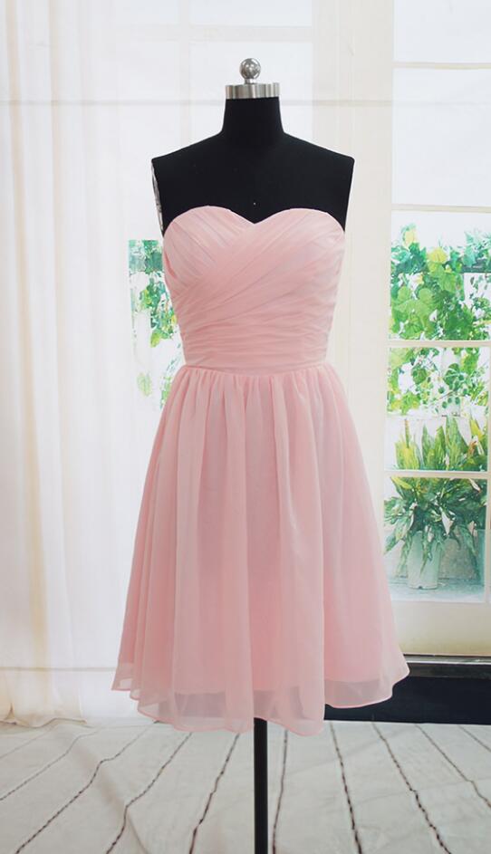 Handmade Short Bridesmaid Dress, Simple Pink Bridesmaid Dresses, Pink Bridesmaid Dreses, Simple Prom Dresses, Wedding Party Dresses