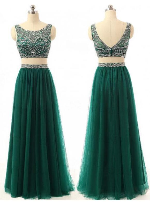 Custom Made Sexy Prom Dress ,evening Gown In Two Pieces,two Pieces Beading Prom Dress