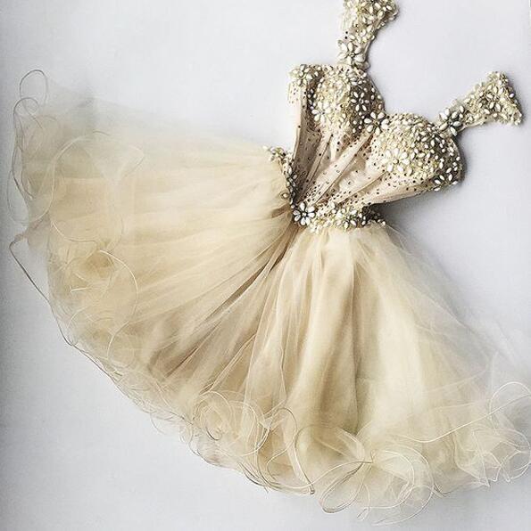 champagne homecoming dress short