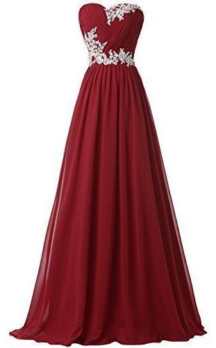 Strapless Burgundy Prom Dress,floor Length Chiffon Prom Dress,lace Prom Dress,long Prom Dress