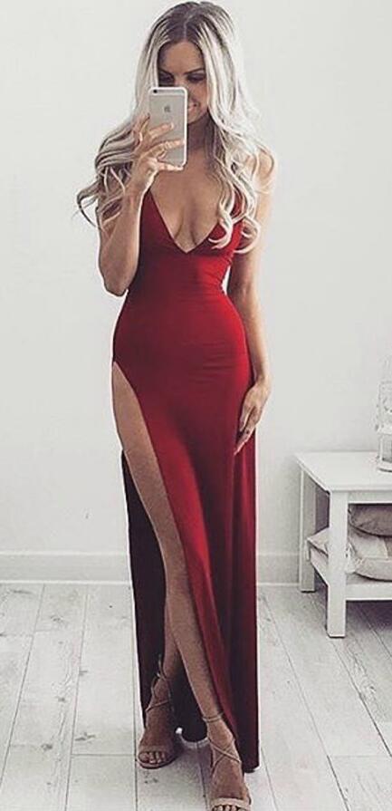 red low back prom dress