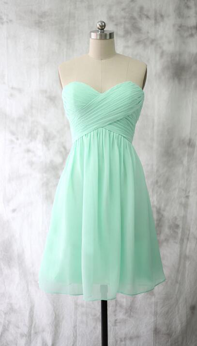 Short Bridesmaid Dress, Empire Sweetheart Bridesmaid Dress, Bridesmaid Dress, Mint Green Bridesmaid Dresses