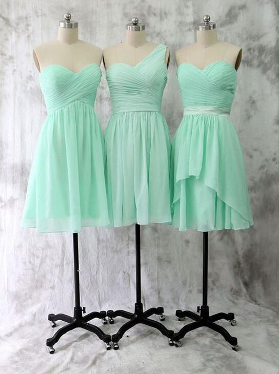 Short Bridesmaid Dress, Bridesmaid Dress, Knee Length Sweetheart Mint Bridesmaid Dress