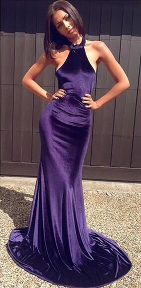 purple velvet evening gown