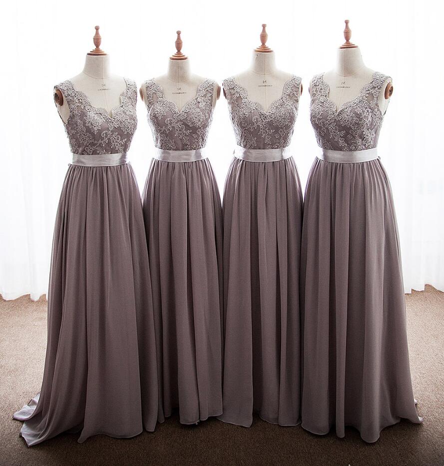 Long Bridesmaid Dress, Bridesmaid Dress, Bridesmaid Dress, Lace Bridesmaid Dress, Gray Bridesmaid Dress