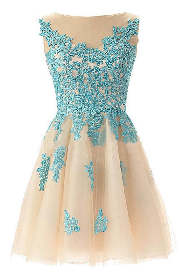 cute short formal dresses for juniors Cheap Tulle Lace Short Prom Dress, Cute Homecoming Dress for Teens Promnova