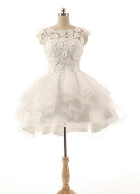 White Puffy Prom Dress, Short Homecoming Dress, White Homecoming Dresses 2018,tull Lace Homecoming Dress,sexy Prom Dress