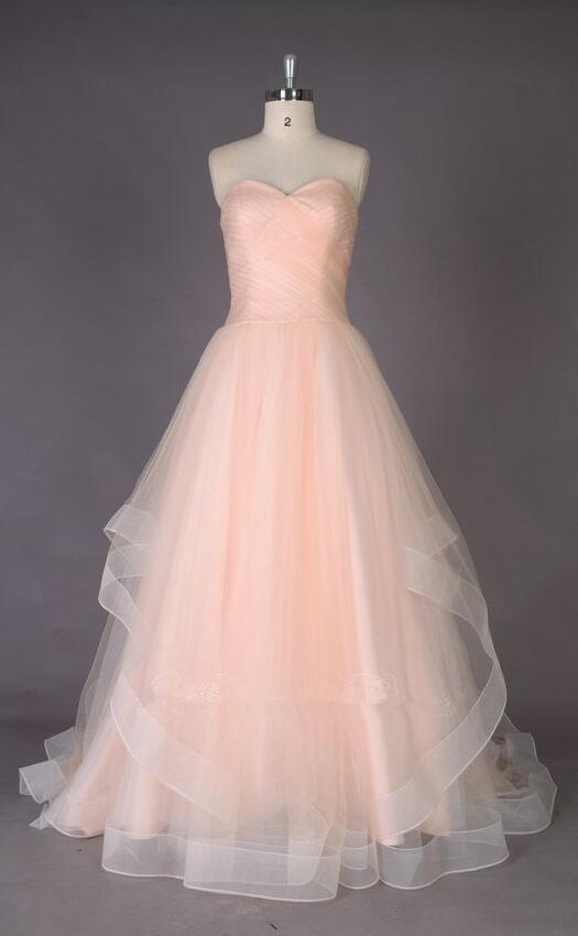 Strapless Prom Dress,sweetheart A-line Prom Dress, Sexy Prom/evening Dress, Tulle Prom Dress With Horsehair Trim Overskirt
