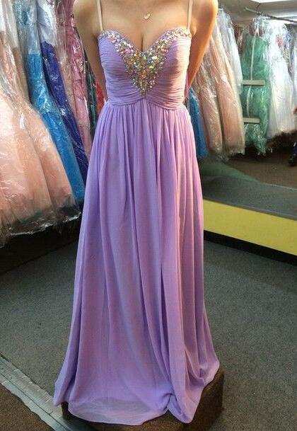 Sweetheart Beadings Chiffon Prom Dresses,lavender Prom Dresses,beadings Prom Gowns,evening Gowns ,homecoming Party Gowns,custom Made Evening