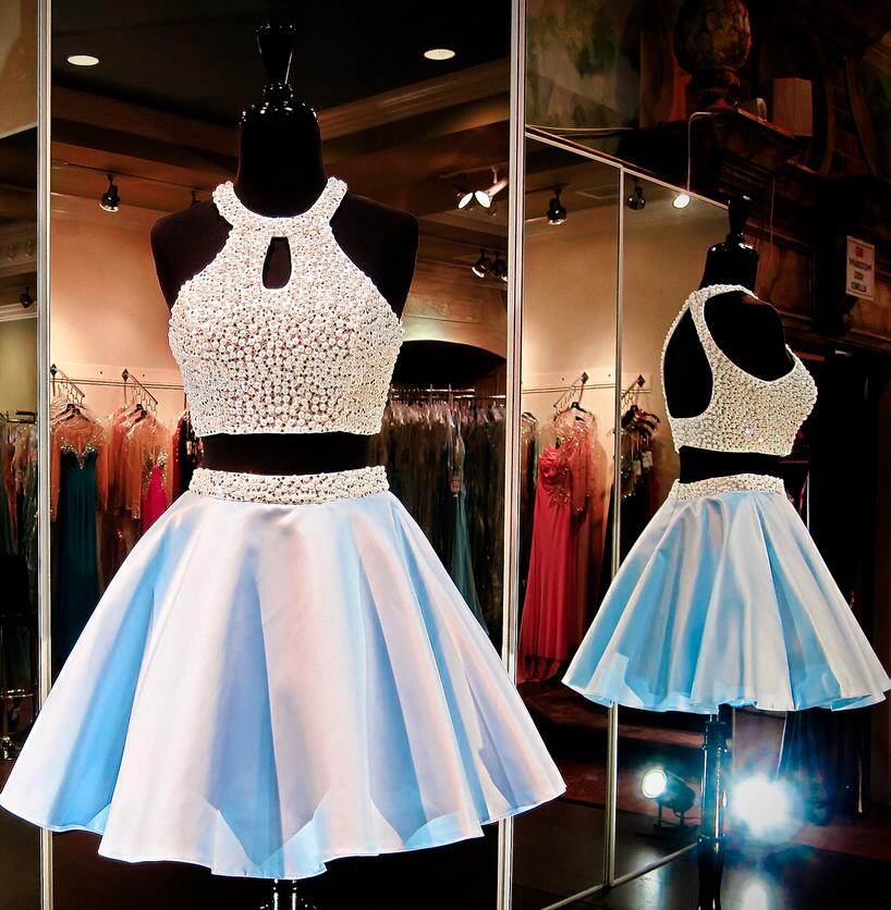 Sexy Homecoming Dress, Homecoming Dress,two Piecee Homecoming Dresses,short Prom Dress,beaded Prom Gown