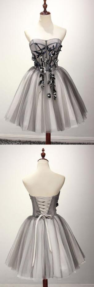 Tulle Gray Homecoming Dress, Short Homecoming Dress, Homecoming Dress,short Prom Dress Homecoming Dress, Coktail Dress