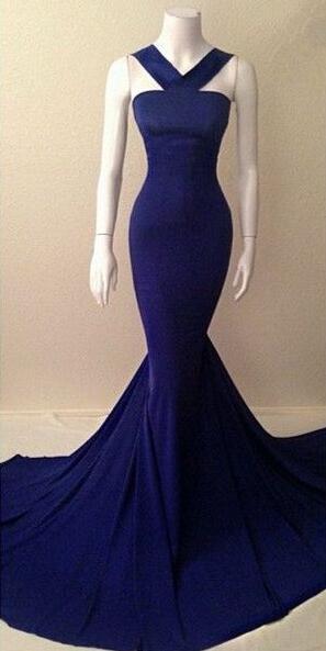 Royal Blue Evening Gown ,mermaid Prom Gown,mermaid Prom Dress,sexy Prom Dress 2018