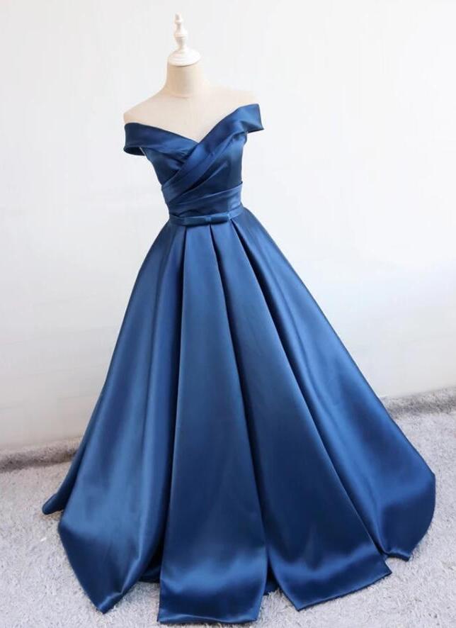 A Line Prom Dresses, Stain Prom Dress,charming Prom Dress, Sexy Prom Dress,navy Blue Evening Dress