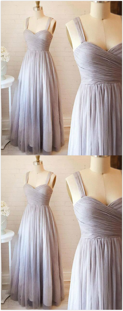 Gray Prom Dress, Prom Dress,sweetheart Neck Prom Dress,long Prom Dress,tulle Long Prom Dress, Gray Evening Dress