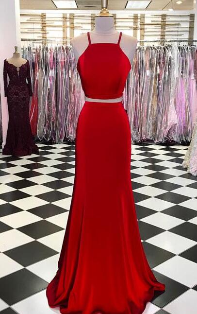 Simple Two Pieces Prom Dress, Prom Dress,simple Prom Dress,burgundy Long Prom Dress,sexy Evening Dress