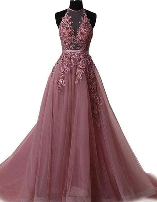 Long Prom Dress,a Line Lace Prom Dress, Prom Dress,tulle Backless Long Prom Dress,sexy Evening Dress