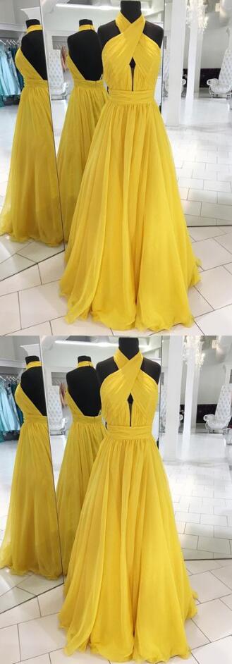 Yellow Prom Dress,chiffon Prom Dress,a Line Prom Dress,sexy Prom Dress, Long Evening Dress,prom Dresses