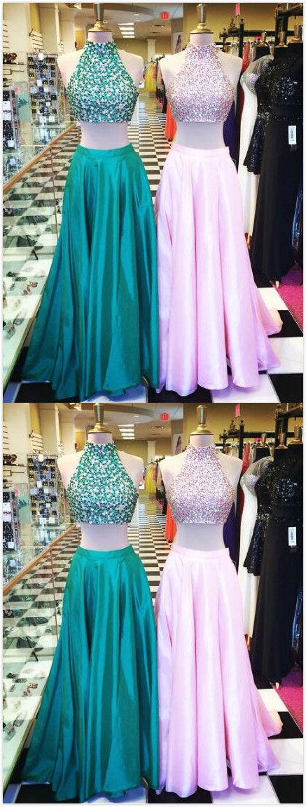 Sexy Beading Prom Dress, Prom Dress,prom Dress Long,two-piece Prom Dress With Beaded Bodice, Formal Gown, Long Prom Dresses, Sweep Train Evening