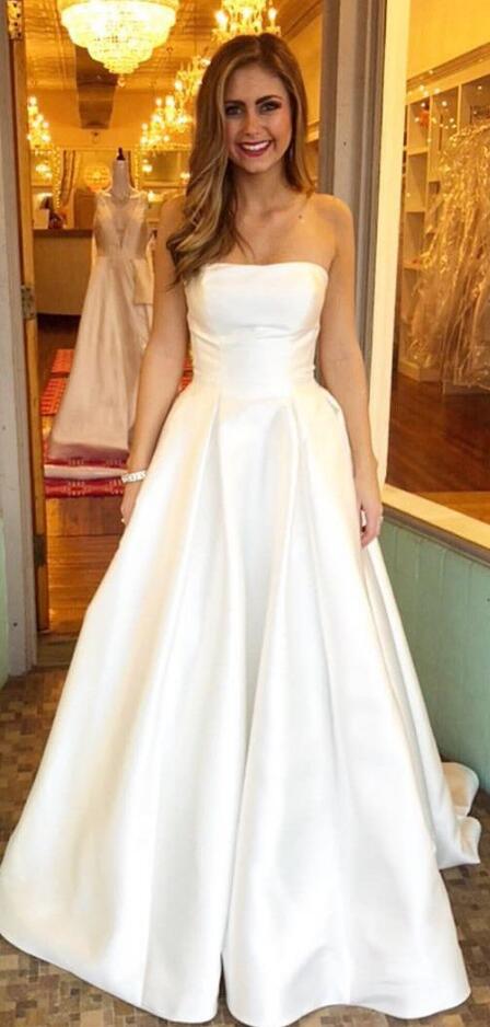 satin sleeveless wedding dress