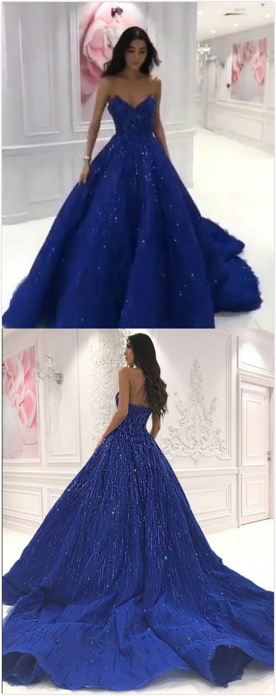 Sexy Prom Dress,royal Blue Prom Dress, Sweetheart Ball Gowns Prom Dress,Sequin  Dress For Formal Even on Luulla