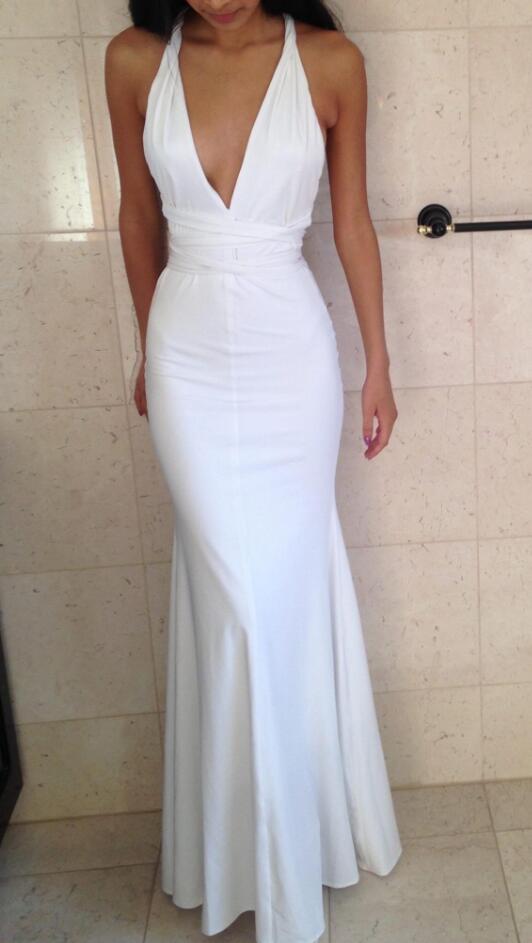 white long fitted dress