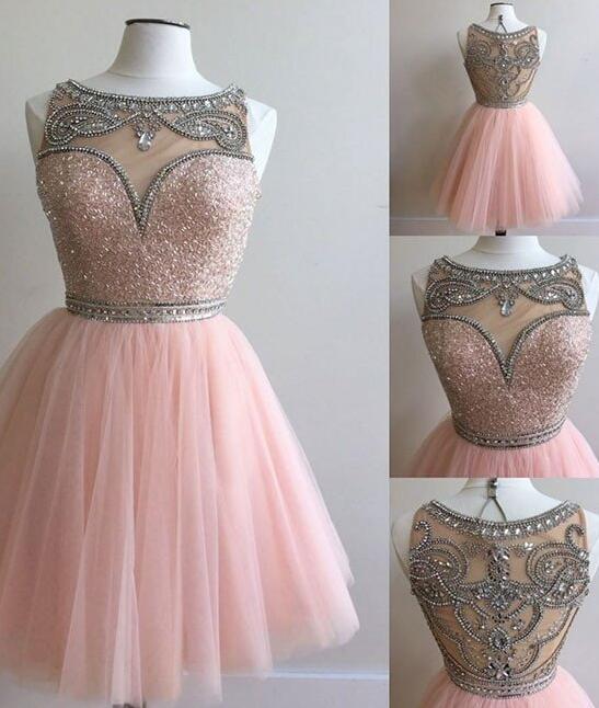 Pink Tulle Homecoming Dress, Homecoming Dress,sexy Homecoming Dress,short Prom Dress For Teens, Pink Homecoming Dress