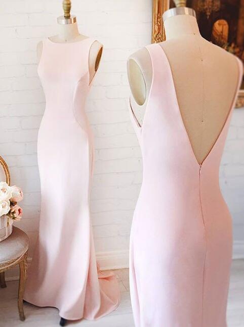 Simple Pink Prom Dress,stain Prom Dress, Prom Dress,mermaid Long Prom Dress, Pink Formal Dress For Teens