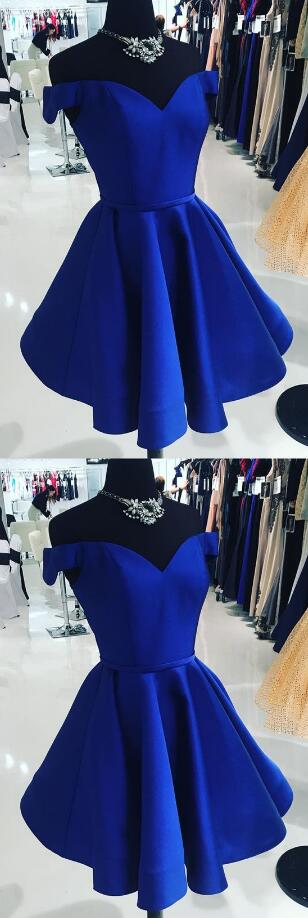Cute Homecoming Dress,off The Shoulder Short Prom Dress,royal Blue Homecoming Dress