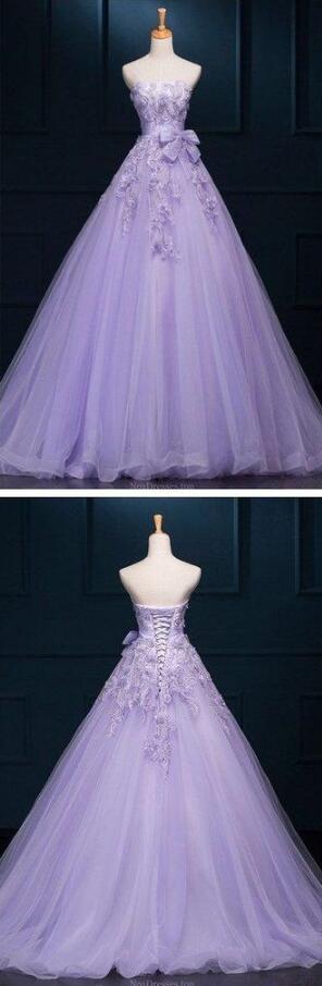 Floor-length Appliques Lilac Prom Dress, Prom Dress,ball Gown Prom Dresses , Prom Dress,long Prom Dress/evening Dress