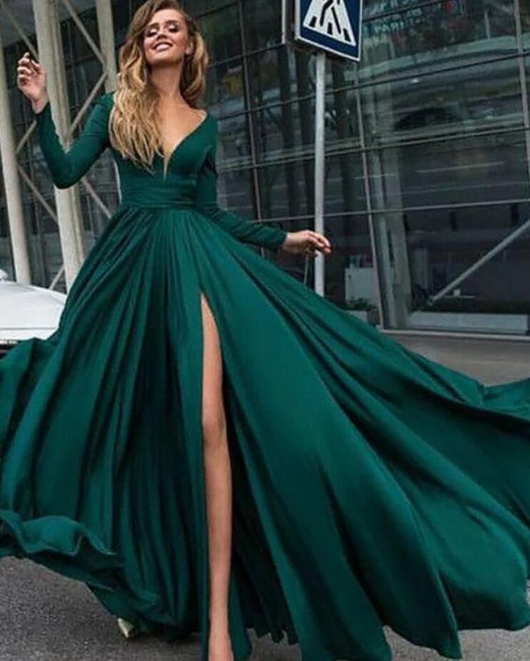 dark green evening dress