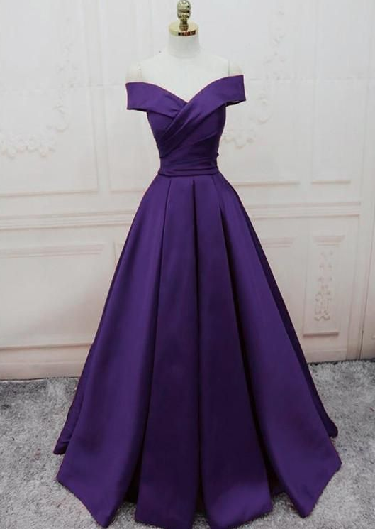 fitted lace wedding dress Purple Satin Long Prom Dress, Elegant A-Line Backless Formal Evening Dress US 10 / Custom Color