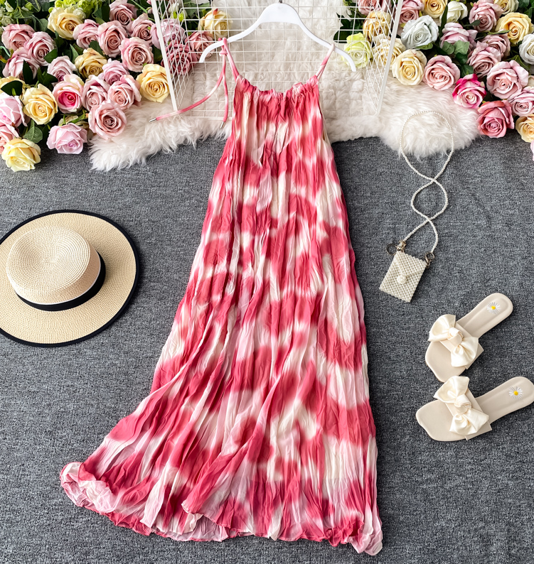 Sweet A Line Long Floral Pink Dress on Luulla