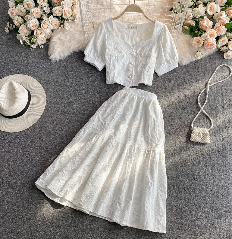 Cute Two Pieces Dress White Dress