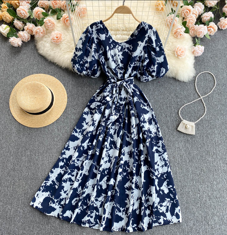 Elegant Blue A Line Dress Fashion Dress