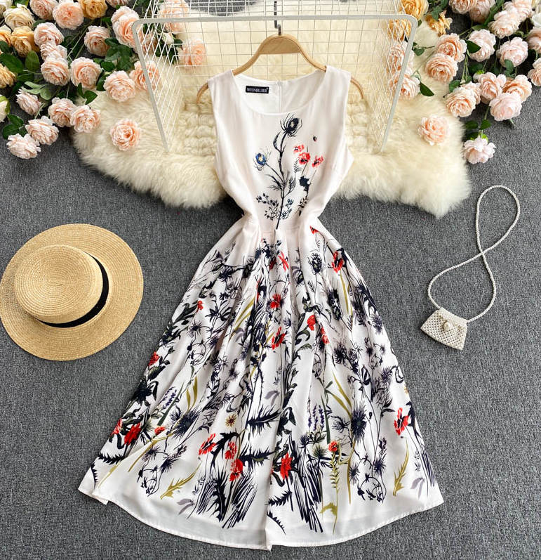 Cute A Line Floral Short Dress Fashion Dress