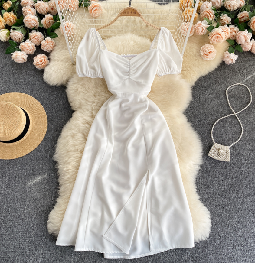 a-line mini dress in mauve A-Line Square Neck Short Sleeves Vintage Wedding Dress TD001 – Tirdress