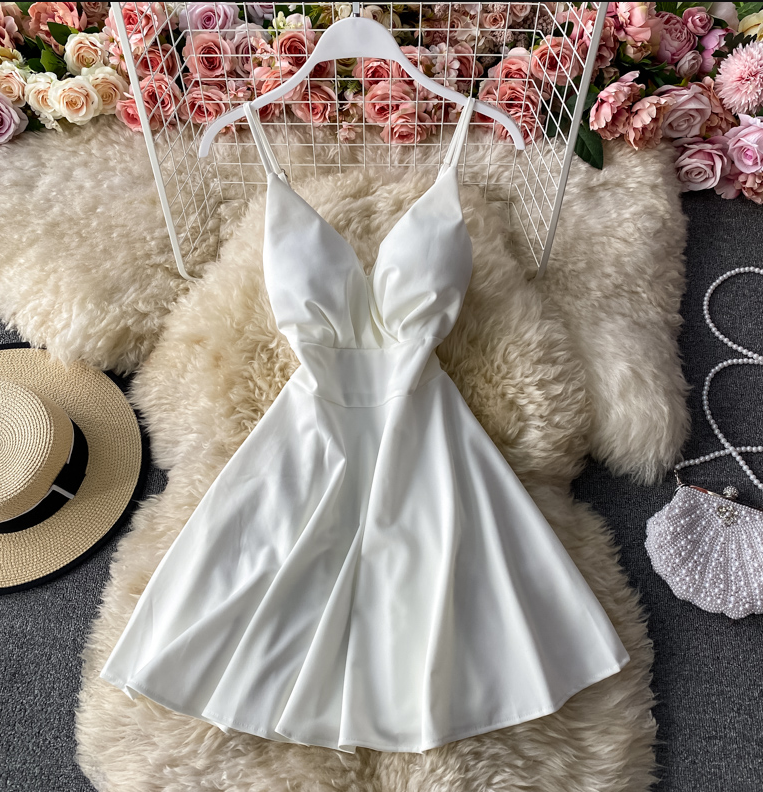 Solid Lycra Align Strap Dress with Pocket Shorts