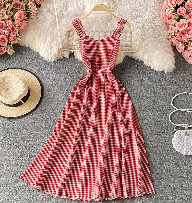 Sweet Plaid A Line Dress Fashion Dress