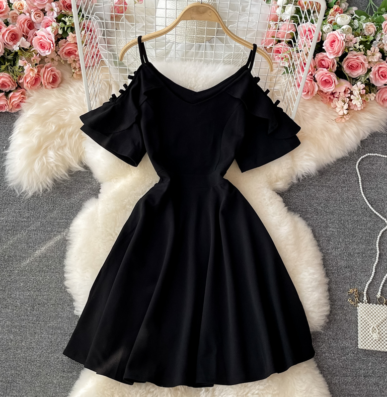 Black A Line Short Dress Fashion Dress